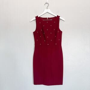Ann Taylor Burgundy Embellished Sleeveless Sheath Dress size 2 Petite